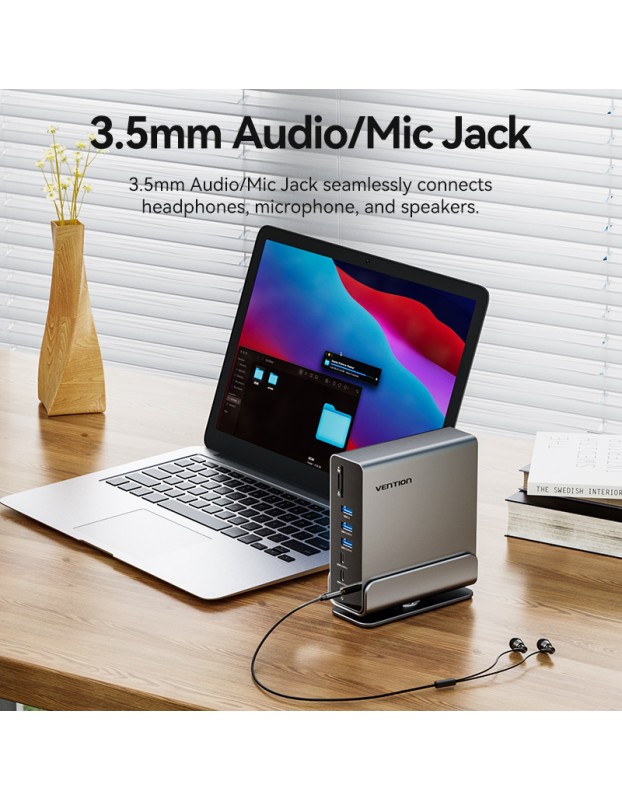 Vention HUB USB-C 8xUSB/2xHDMI/DP/MST/RJ45/SD/3.5mm/PD TPUH0 Vention HUB USB-C 8xUSB/2xHDMI/DP/MST/RJ45/SD/3.5mm/PD TPUH0