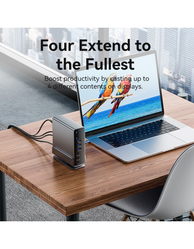 Vention HUB USB-C 8xUSB/2xHDMI/DP/MST/RJ45/SD/3.5mm/PD TPUH0 Vention HUB USB-C 8xUSB/2xHDMI/DP/MST/RJ45/SD/3.5mm/PD TPUH0