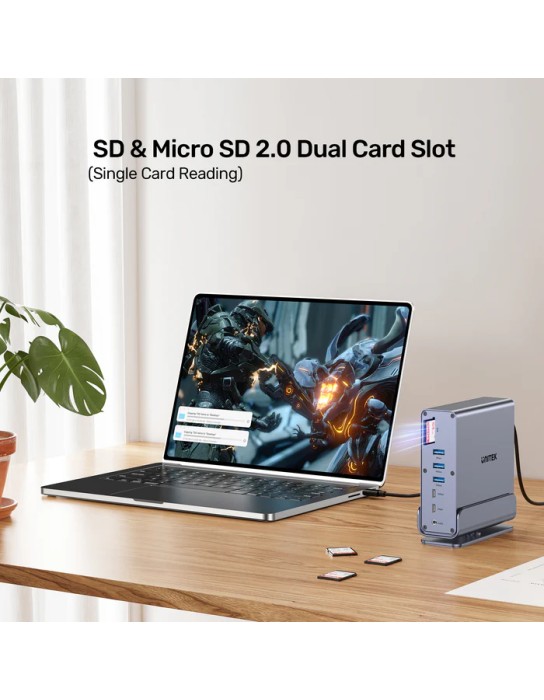 Unitek D1135A 15in1 USB-C Hub Supports Macbook M1 Triple 4K Displays PD100W Dual Card Readers