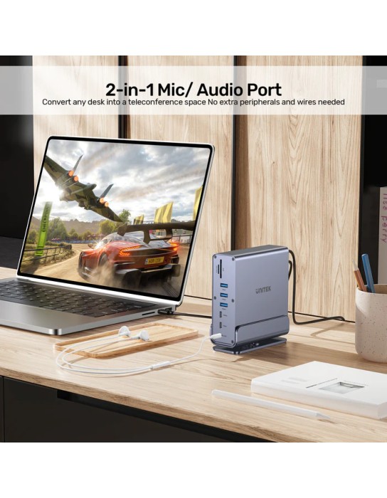 Unitek D1135A 15in1 USB-C Hub Supports Macbook M1 Triple 4K Displays PD100W Dual Card Readers