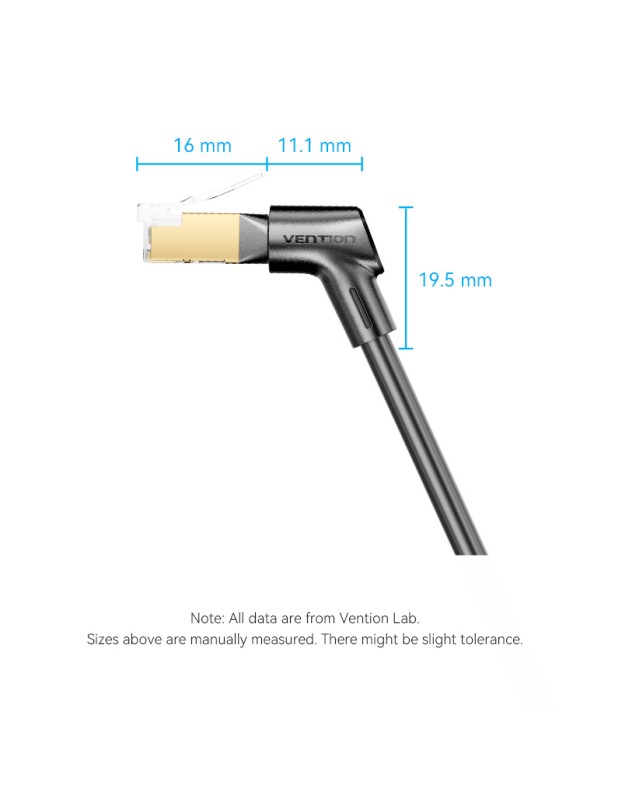 Vention NETWORK Cable Cat8 SFTP Rotate Right Angle Slim 2.0m Black IKLBH
