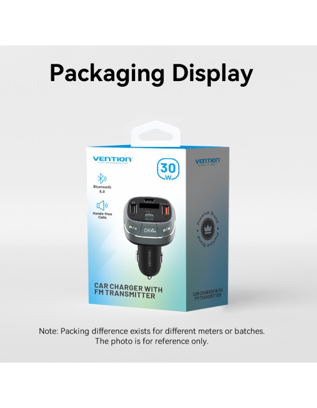 Vention Car FM Transmitter, USB Music Player & Charger 3xUSB 30W/18W/5W FFLB0