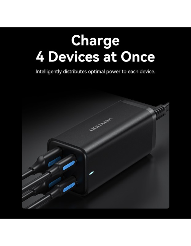Vention Charger Desktop Station 100W 2xC 2xA+240W Cable Black FBSBG-UK Vention Charger Desktop Station 100W 2xC 2xA+240W Cable Black FBSBG-UK