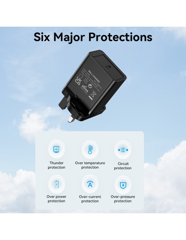 Vention Charger Wall 20W 1xUSBC Black FADB0-UK