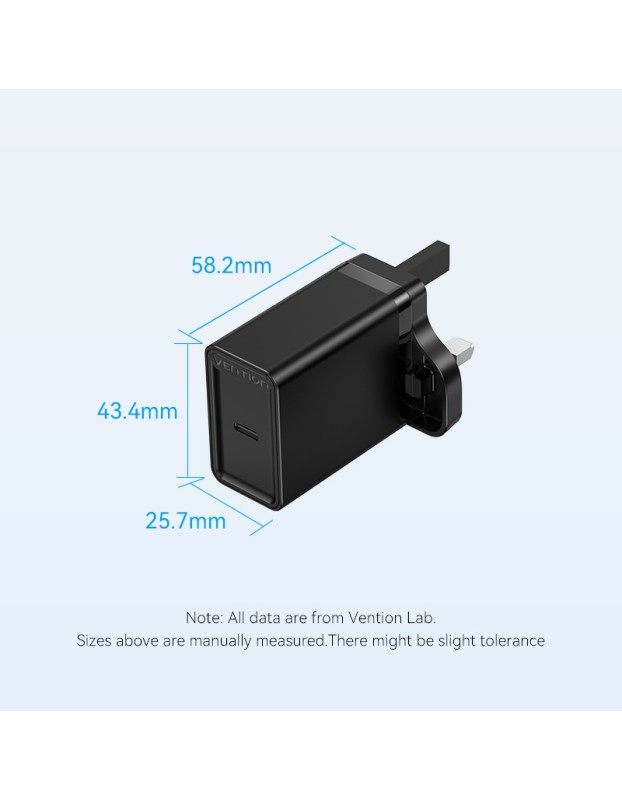 Vention Charger Wall 20W 1xUSBC Black FADB0-UK