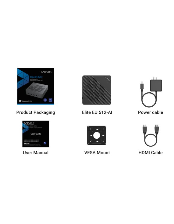 MINIX Mini PC Intel Core Ultra5-125H 16GB DDR5, 512GB SSD, Dual Lan, HDMI/DP/TB4/USB-C, Win11 Pro Elite EU512-AI MINIX Mini PC Intel Core Ultra5-125H 16GB DDR5, 512GB SSD, Dual Lan, HDMI/DP/TB4/USB-C, Win11 Pro Elite EU512-AI