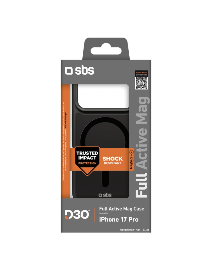 SBS Full Active Mag Case with D3O Technology for iPhone 17 Pro - Black SBS Full Active Mag Case with D3O Technology for iPhone 17 Pro - Black