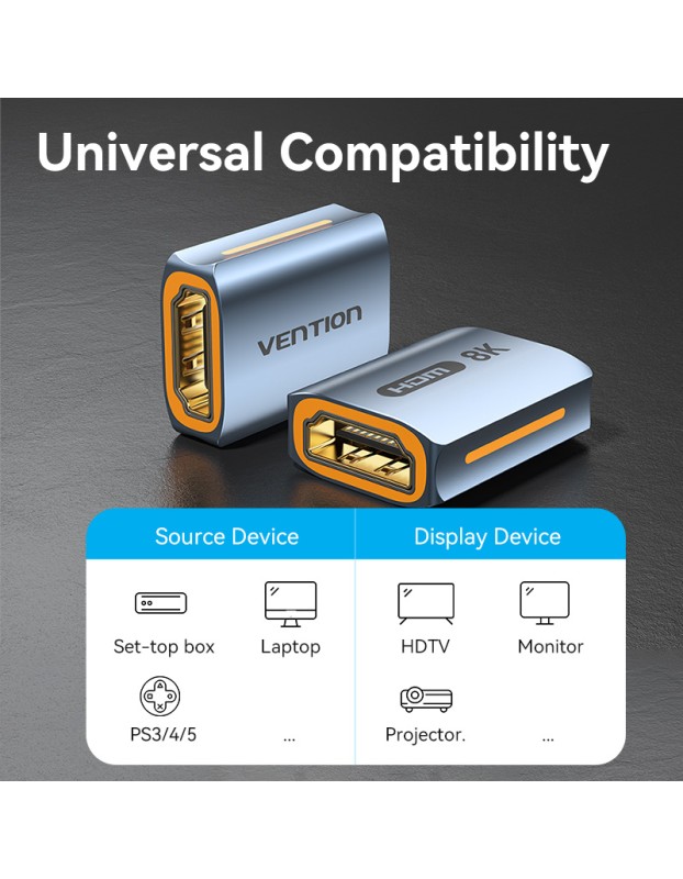 Vention HDMI Coupler Female-Female v2.1 8K Metal AIUH0 Vention HDMI Coupler Female-Female v2.1 8K Metal AIUH0