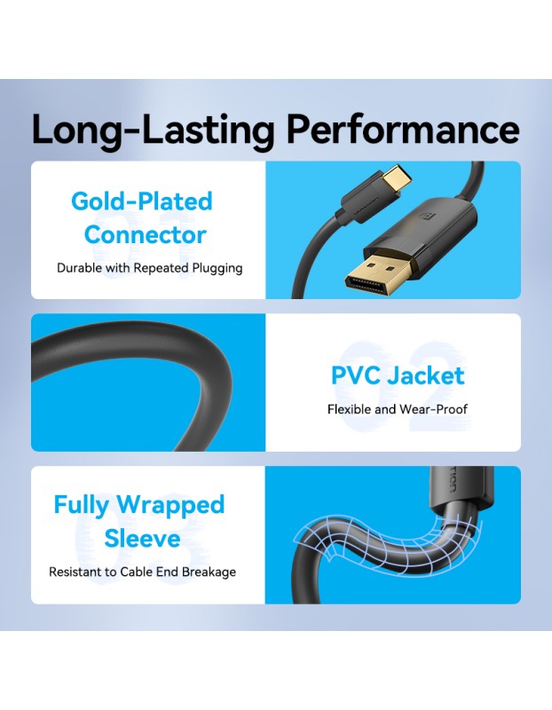 Vention Converter USB-C to DisplayPort Cable 4K60Hz 1.0m CRJBF