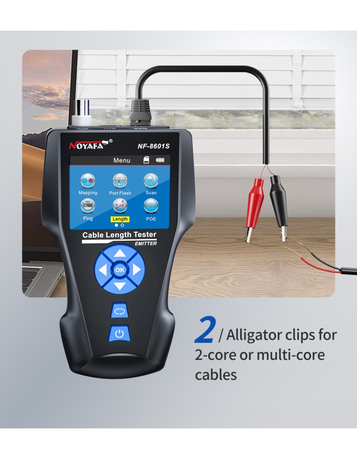 Noyafa Multi-Function Cable Tester with PoE, Ping, TDR Length Measurement, Port Flashing & NCV for RJ45, RJ11, BNC, CAT7 NF-8601S