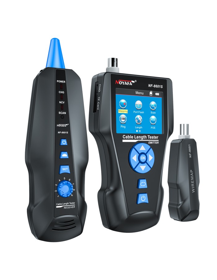 Noyafa Multi-Function Cable Tester with PoE, Ping, TDR Length Measurement, Port Flashing & NCV for RJ45, RJ11, BNC, CAT7 NF-8601S Noyafa Multi-Function Cable Tester with PoE, Ping, TDR Length Measurement, Port Flashing & NCV for RJ45, RJ11, BNC, CAT7 NF-8601S