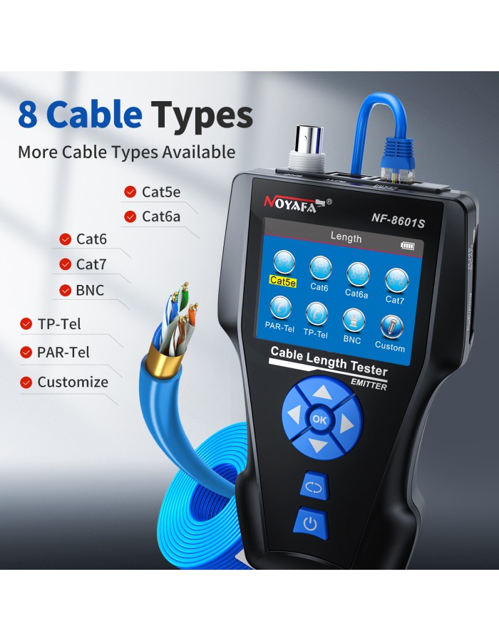 Noyafa Multi-Function Cable Tester with PoE, Ping, TDR Length Measurement, Port Flashing & NCV for RJ45, RJ11, BNC, CAT7 NF-8601S Noyafa Multi-Function Cable Tester with PoE, Ping, TDR Length Measurement, Port Flashing & NCV for RJ45, RJ11, BNC, CAT7 NF-8601S