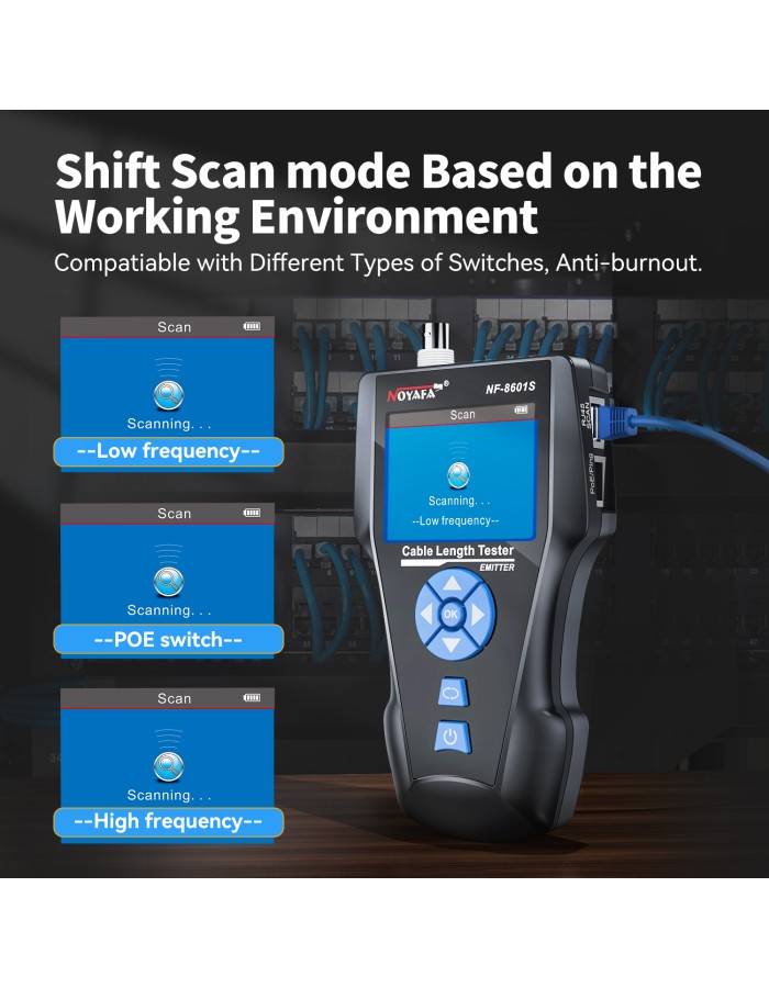 Noyafa Multi-Function Cable Tester with PoE, Ping, TDR Length Measurement, Port Flashing & NCV for RJ45, RJ11, BNC, CAT7 NF-8601S Noyafa Multi-Function Cable Tester with PoE, Ping, TDR Length Measurement, Port Flashing & NCV for RJ45, RJ11, BNC, CAT7 NF-8601S