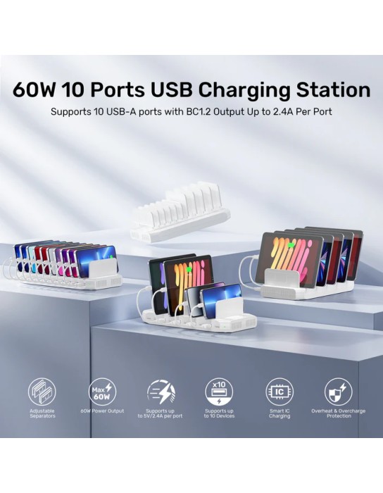 Unitek Charge Station 60W 10-Port 10x2.4A Y-2190D Unitek Charge Station 60W 10-Port 10x2.4A Y-2190D