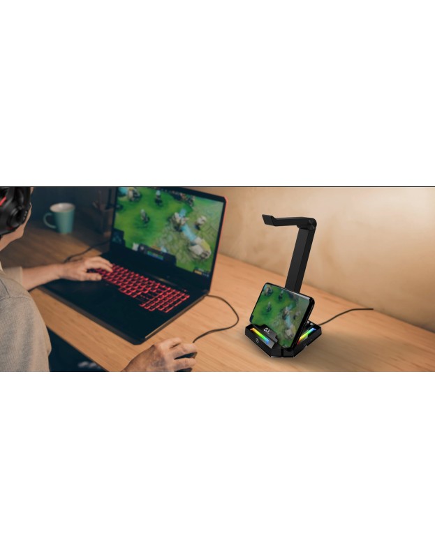 Genius Gaming Headphone LED Stand with USB Hub GX-UH100 Genius Gaming Headphone LED Stand with USB Hub GX-UH100