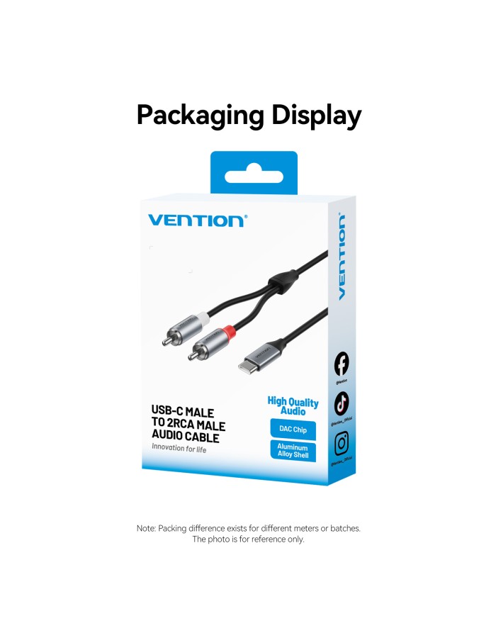 Vention AUDIO CONVERTER USB-C to 2RCA Male Cable 2.0m BIKHH
