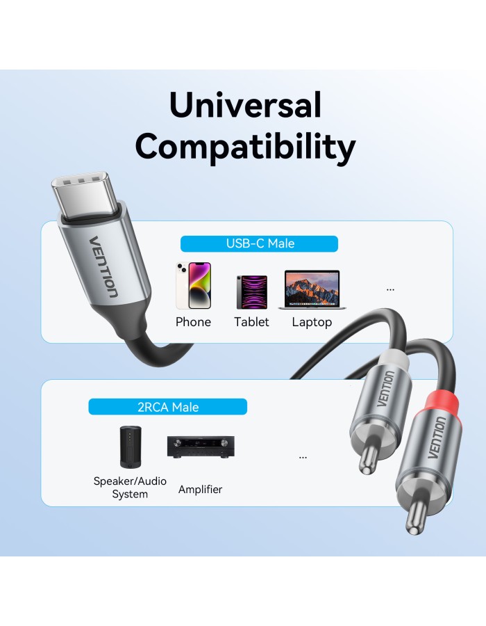 Vention AUDIO CONVERTER USB-C to 2RCA Male Cable 2.0m BIKHH