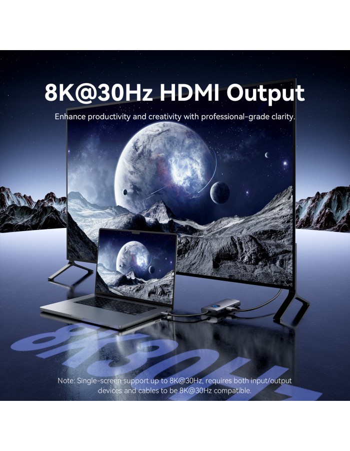 Vention HUB USB-C 3.2 Gen1/8K-HDMI/Gb/PD + LED Display & Switch TQZHB Vention HUB USB-C 3.2 Gen1/8K-HDMI/Gb/PD + LED Display & Switch TQZHB