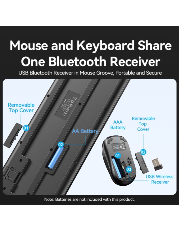 Vention Keyboard and Mouse Combo Wireless Silent Slim Full Size KTZB0-EN Vention Keyboard and Mouse Combo Wireless Silent Slim Full Size KTZB0-EN