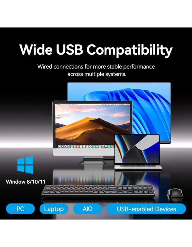 Vention Keyboard and Mouse Combo Wireless Silent Slim Full Size KTZB0-EN Vention Keyboard and Mouse Combo Wireless Silent Slim Full Size KTZB0-EN