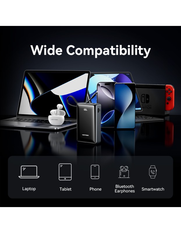 Vention Powerbank 20000mAh 65W+Built-in USBC FKDM0 Vention Powerbank 20000mAh 65W+Built-in USBC FKDM0