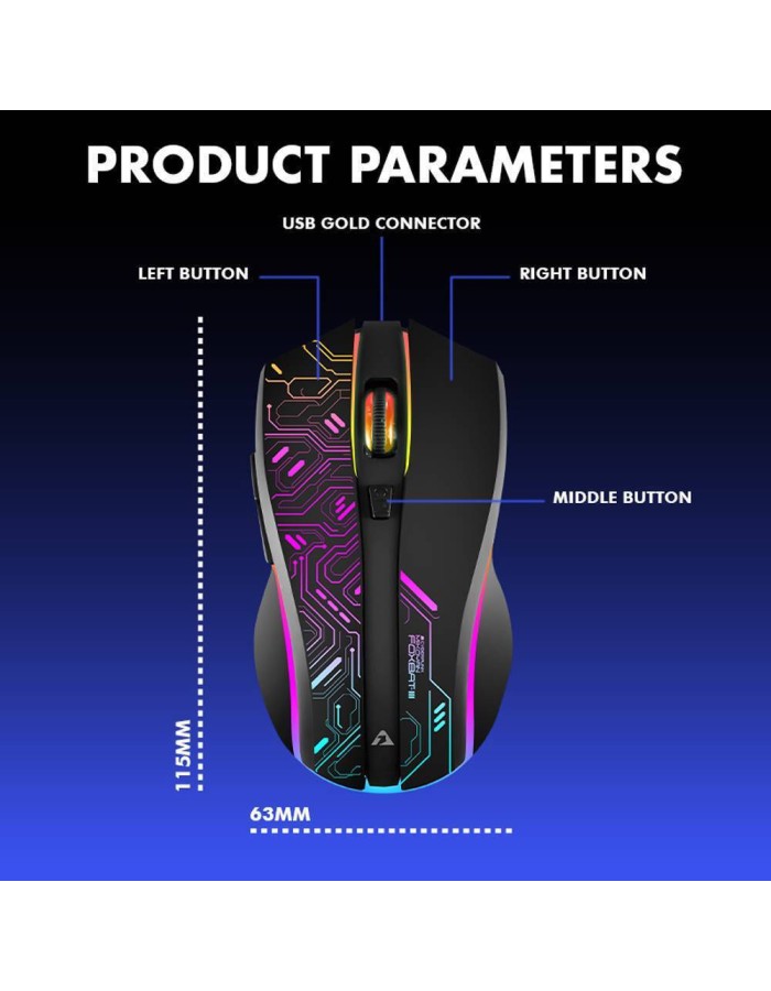 Armaggeddon Gaming Mouse Wired+2.4G Recharge FOXBAT-III CYBERPANK Black