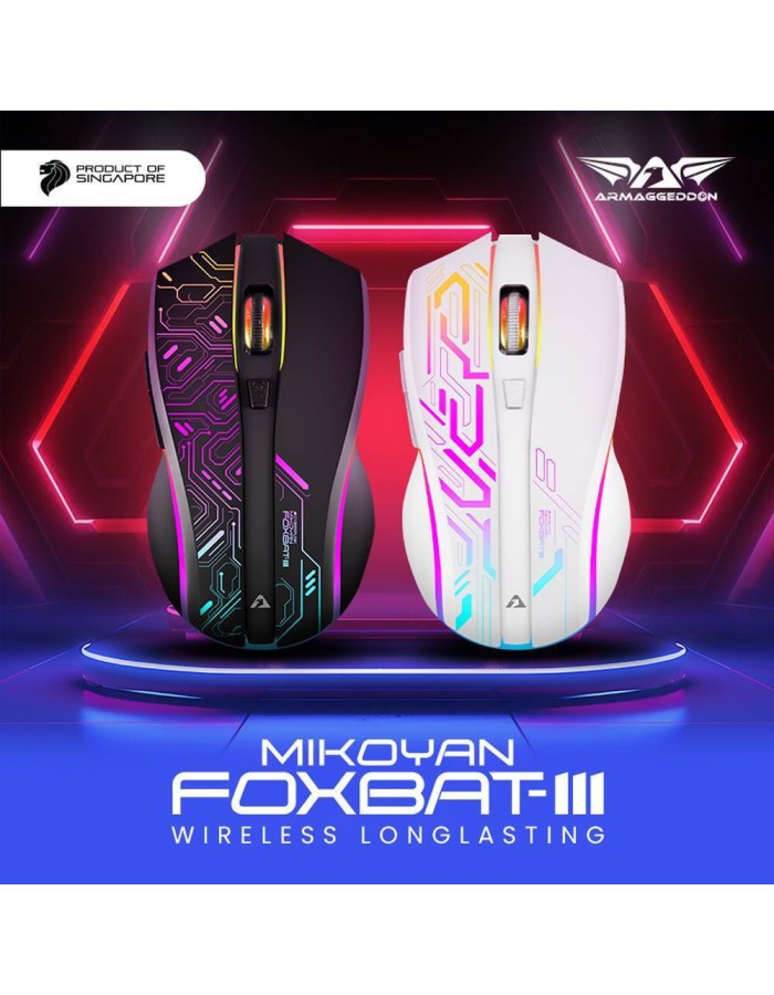Armaggeddon Gaming Mouse Wired+2.4G Recharge FOXBAT-III CYBERPANK White