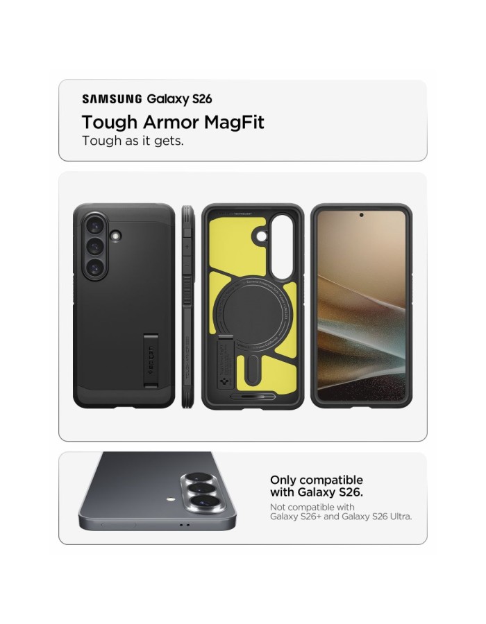 Spigen Tough Armor Mag MagSafe Case for Samsung Galaxy S26 - Black