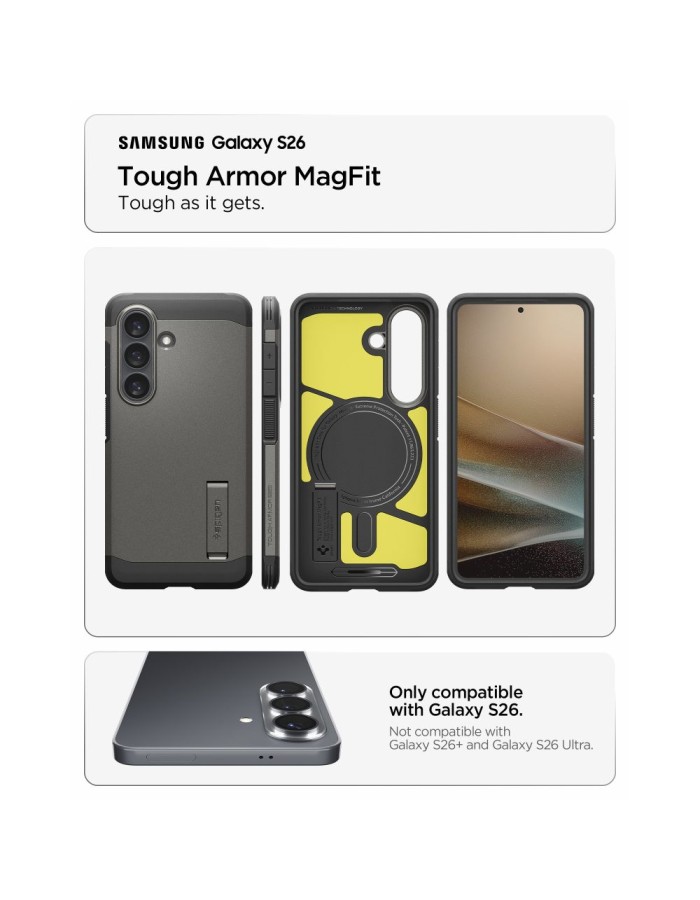 Spigen Tough Armor Mag MagSafe Case for Samsung Galaxy S26 - Gray