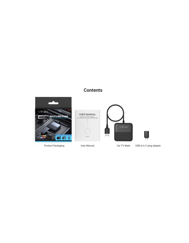 MINIX CAR Wired to Wireless CarPlay/Android Auto/HDMI-IN USB Media Hub CA361 Plus MINIX CAR Wired to Wireless CarPlay/Android Auto/HDMI-IN USB Media Hub CA361 Plus