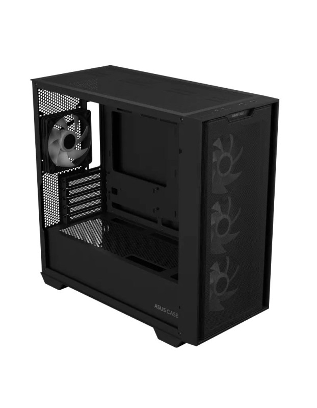 ASUS PC Case Gaming mATX Mesh Front Panel Tempered Glass Side Window 4x Pre-Installed ARGB Fans A21 PLUS Black