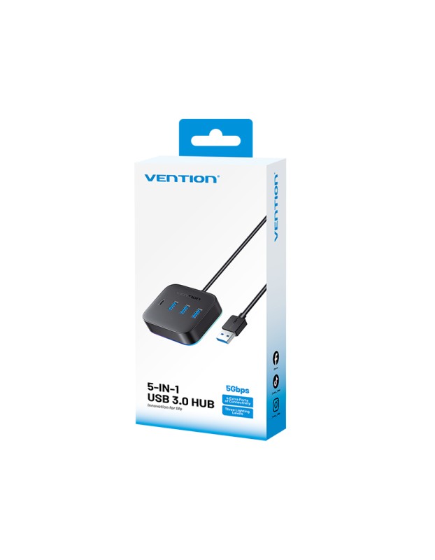 Vention IT HUB USB-A 3.0 3xA 1xC Desktop 0.5m Black CHZBD