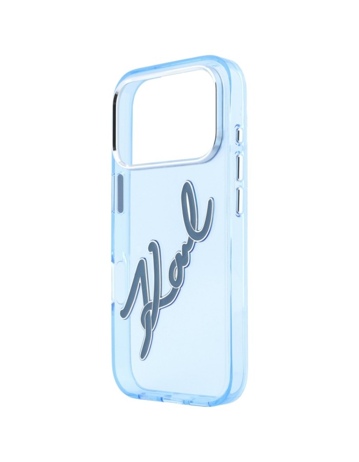 Karl Lagerfeld IML Big Signature Resin Metal Frame Case for iPhone 17 Pro / 18 Pro - Blue
