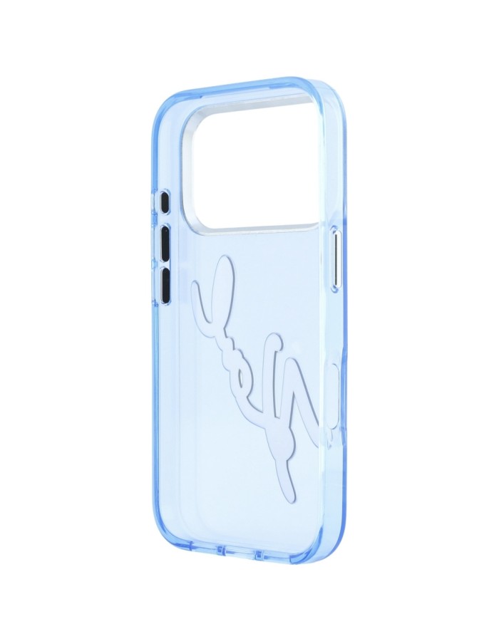 Karl Lagerfeld IML Big Signature Resin Metal Frame Case for iPhone 17 Pro / 18 Pro - Blue