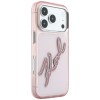 Karl Lagerfeld IML Big Signature Resin Metal Frame Case for iPhone 17 Pro / 18 Pro - Pink