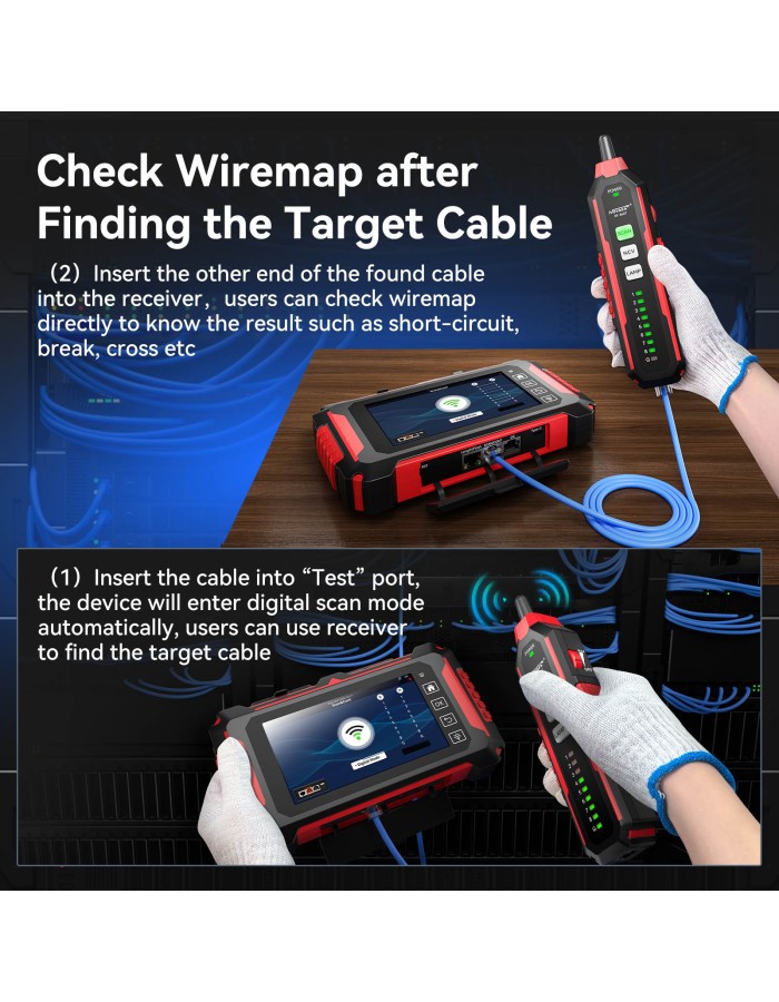 Noyafa Fiber & Network Tester with 150km OTDR, Full-protocol Network Analysis, PoE Testing, Ethernet Cable Verification, Multimeter NF-8607