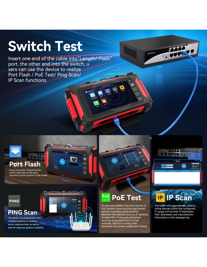 Noyafa Fiber & Network Tester with 150km OTDR, Full-protocol Network Analysis, PoE Testing, Ethernet Cable Verification, Multimeter NF-8607 Noyafa Fiber & Network Tester with 150km OTDR, Full-protocol Network Analysis, PoE Testing, Ethernet Cable Verification, Multimeter NF-8607
