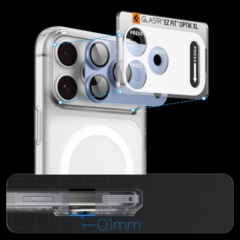 Spigen Optik Pro XL GLAS.TR EZ FIT Tempered Glass Camera Screen Protector for iPhone 18 Pro - Light Blue Spigen Optik Pro XL GLAS.TR EZ FIT Tempered Glass Camera Screen Protector for iPhone 18 Pro - Light Blue