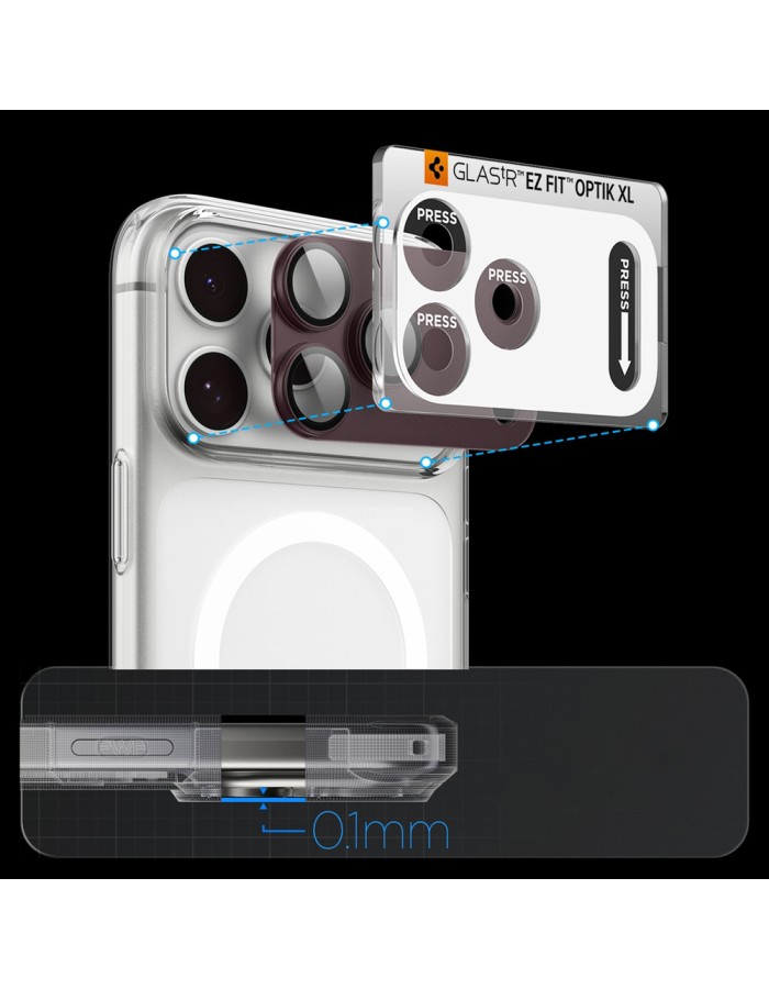 Spigen Optik Pro XL GLAS.TR EZ FIT Tempered Glass for iPhone 18 Pro Max - Dark Cherry Spigen Optik Pro XL GLAS.TR EZ FIT Tempered Glass for iPhone 18 Pro Max - Dark Cherry