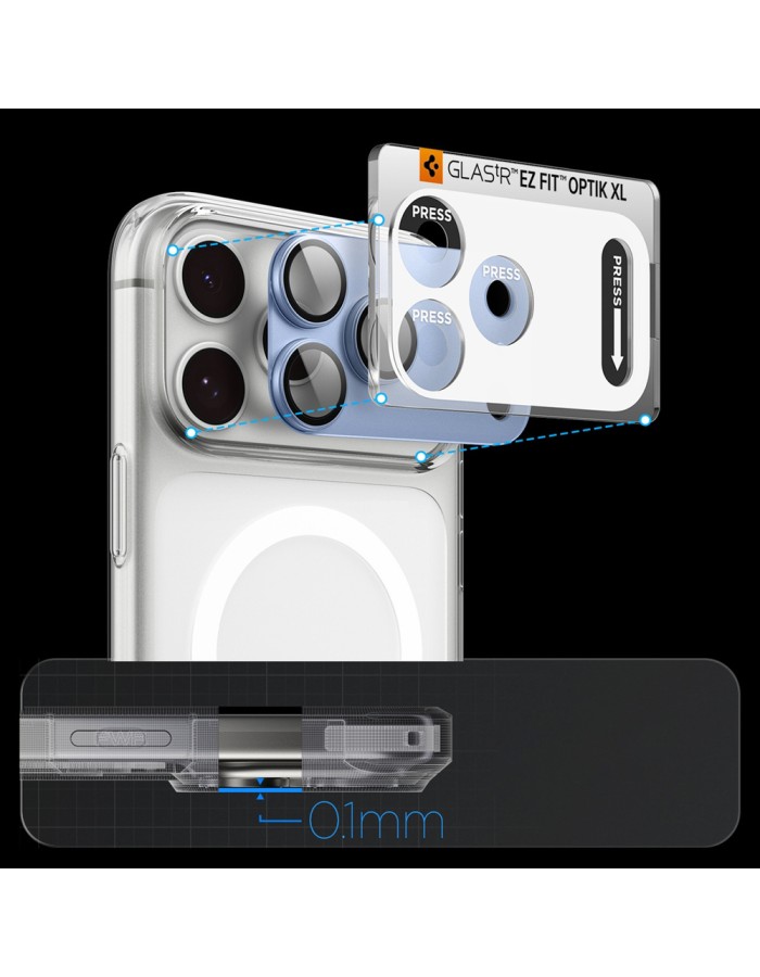 Spigen Optik Pro XL GLAS.TR EZ FIT Tempered Glass Camera Screen Protector for iPhone 18 Pro Max - Light Blue Spigen Optik Pro XL GLAS.TR EZ FIT Tempered Glass Camera Screen Protector for iPhone 18 Pro Max - Light Blue
