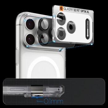 Spigen Optik Pro XL Glas.tR EZ Fit Tempered Glass Camera Screen Protector for iPhone 18 Pro - Dark Gray