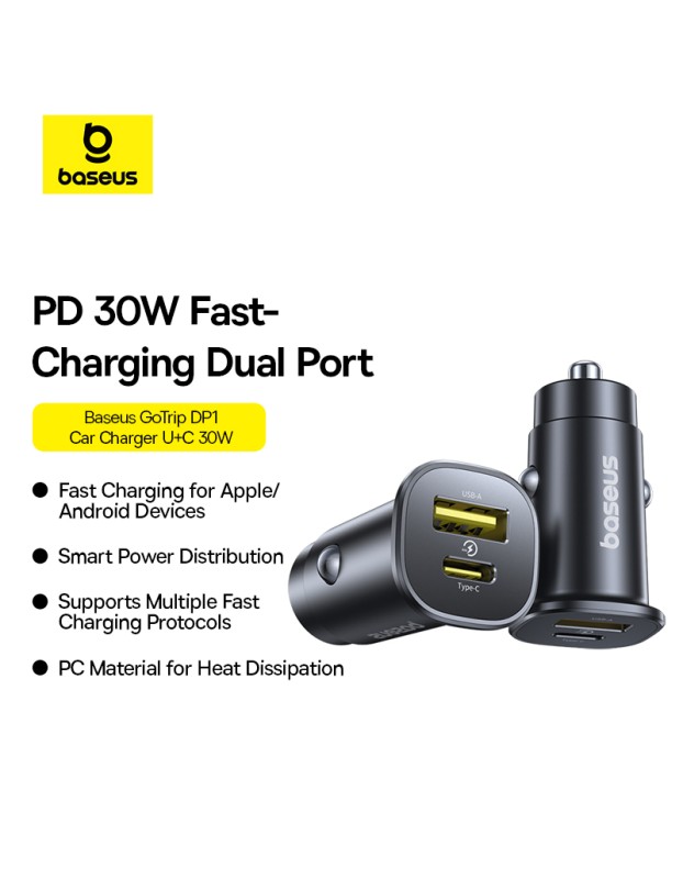 Baseus GoTrip DP1 Car Charger 30W U+C Cosmic Black Baseus GoTrip DP1 Car Charger 30W U+C Cosmic Black