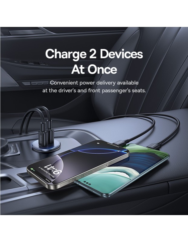 Baseus GoTrip DP1 Car Charger 30W U+C Cosmic Black