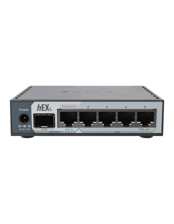 MikroTik Router Wired hEX S 5xGbE/2.5G SFP/PoE Out/USB E60iUGS