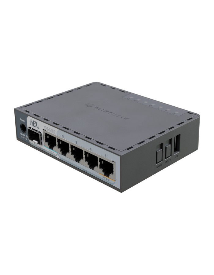 MikroTik Router Wired hEX S 5xGbE/2.5G SFP/PoE Out/USB E60iUGS