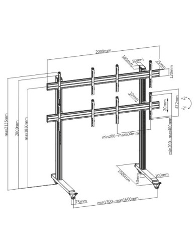 Brateck Video Wall Trolley 4x4 60x40 50kg/Screen LVS02-446FW Brateck Video Wall Trolley 4x4 60x40 50kg/Screen LVS02-446FW