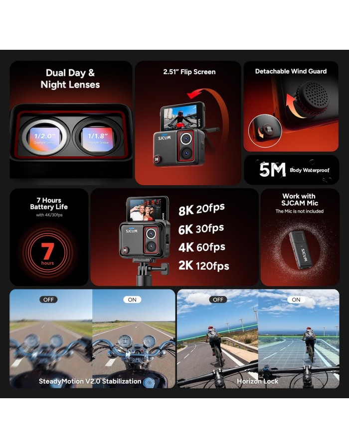 SJCAM Handheld Action Camera with 8K/6K/5K/4K60FPS SJ30 Charging Combo SJCAM Handheld Action Camera with 8K/6K/5K/4K60FPS SJ30 Charging Combo