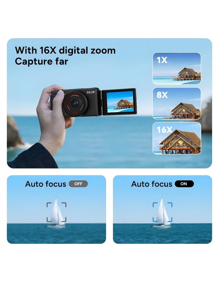SJCAM ZV200 5K 80MP Flip Screen Digital Camera 16X Digital Zoom