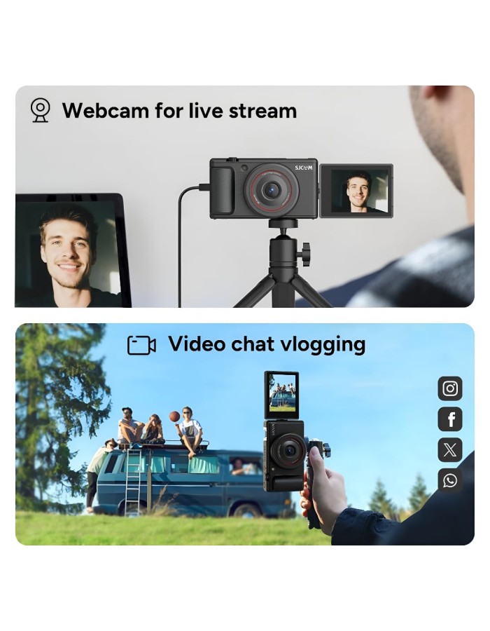 SJCAM ZV200 5K 80MP Flip Screen Digital Camera 16X Digital Zoom