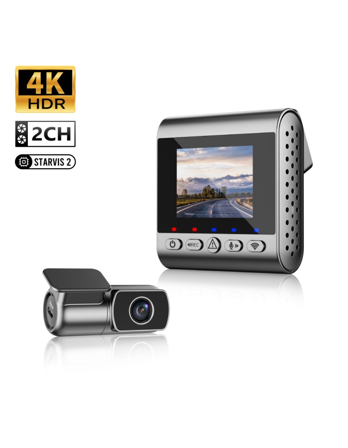 SJCAM M60S 4K Dash Cam, Equipped with STARVIS 2 HDR Night Vision Dashcam Front and Rear Camera Built-in WiFi G-Sensor 24/7 Recording Parking Mode 2CH
